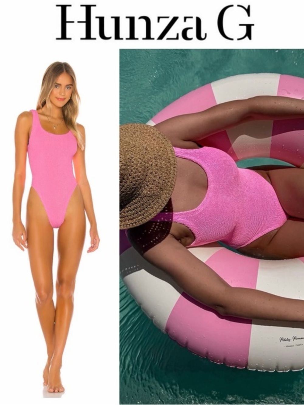 Hunza G Square Neck One Piece in Bubblegum Pink OS NWT $255